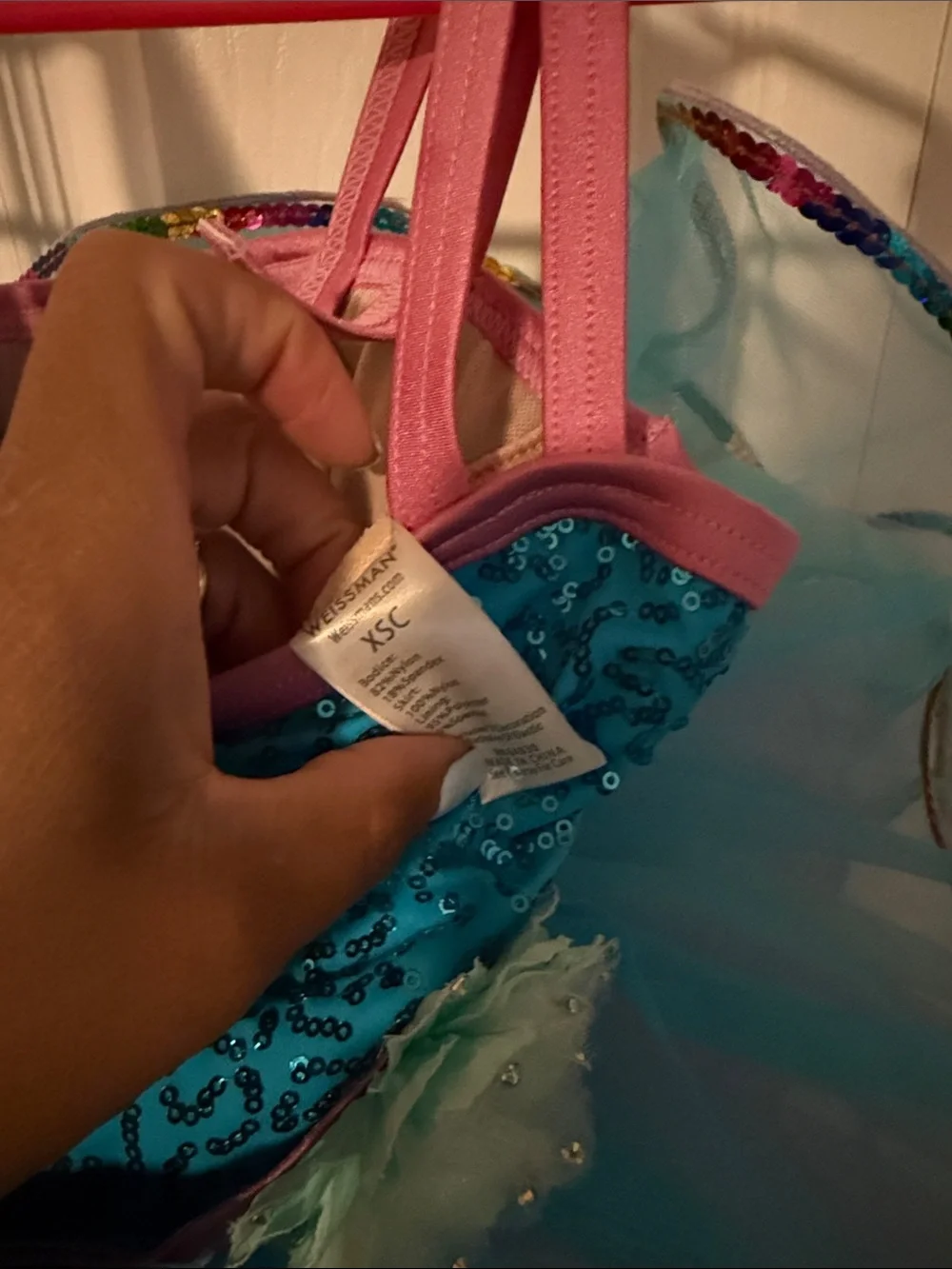 Size 4/5 XS, Kids Sparkle Mermaid Tutu Ballet Costume Dress in Teal and Pink